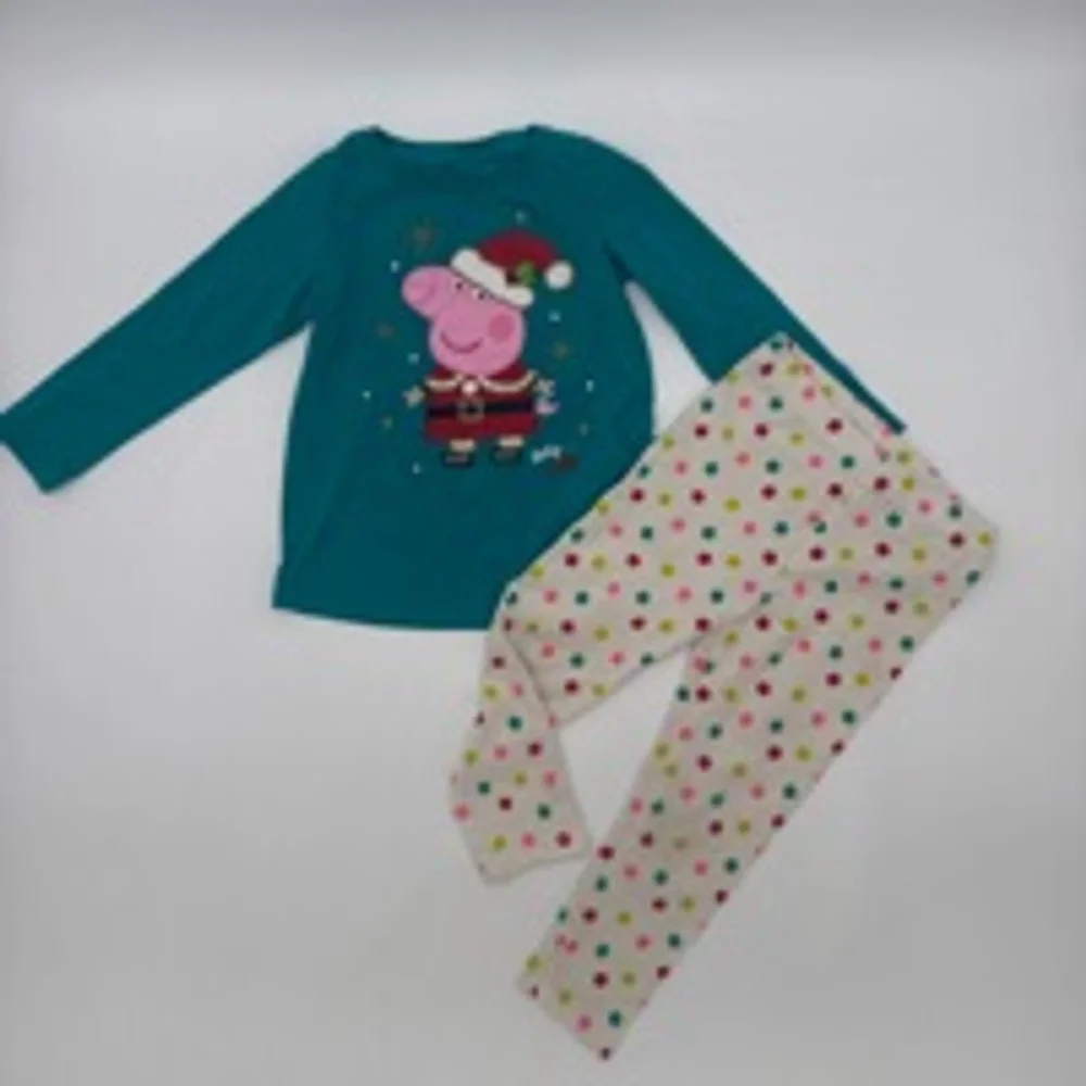 JUMPING BEANS Pajama Set 24M Teal Peppa Pig Christmas
